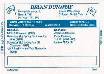 1992 JAGS #155 Bryan Dunaway Back