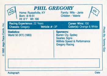 1992 JAGS #171 Phil Gregory Back