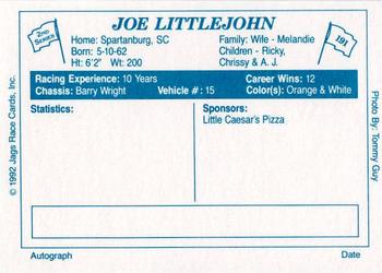 1992 JAGS #191 Joe Littlejohn Back