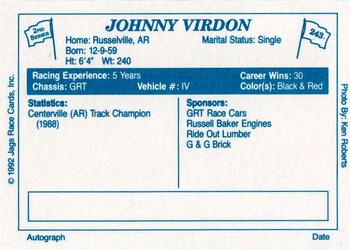 1992 JAGS #243 Johnny Virdon Back