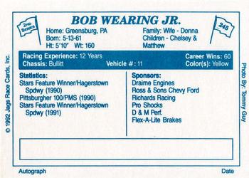 1992 JAGS #245 Bob Wearing Jr. Back