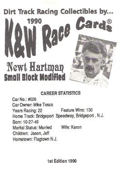 1990 K & W Dirt Track #NNO Newt Hartman Back