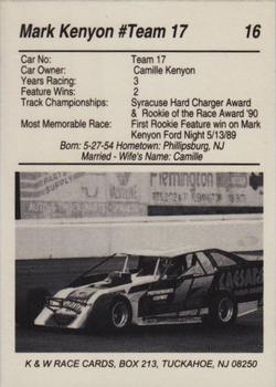 1991 K & W Dirt Track #16 Mark Kenyon Back