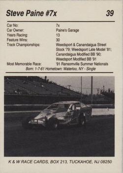 1991 K & W Dirt Track #39 Steve Paine Back