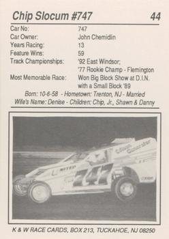 1992 K & W Dirt Track #44 Chip Slocum Back
