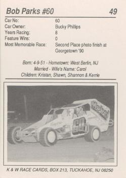 1992 K & W Dirt Track #49 Bob Parks Back