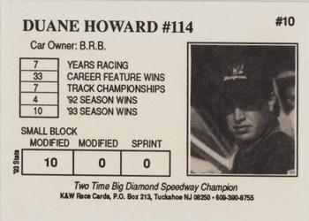 1994 K & W Dirt Track #10 Duane Howard Back