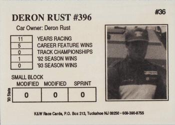 1994 K & W Dirt Track #36 Deron Rust Back