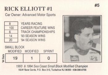 1995 K&W Dirt Track #5 Rick Elliott Back