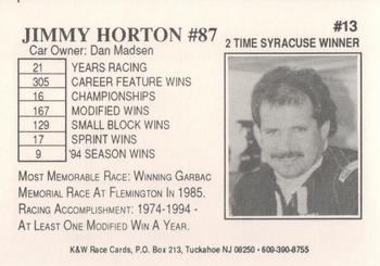 1995 K&W Dirt Track #13 Jimmy Horton Back