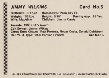 1991 Langenberg Hot Stuff Seekonk Speedway #5 Jimmy Wilkins Back