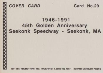 1991 Langenberg Hot Stuff Seekonk Speedway #29 Cover Card Back
