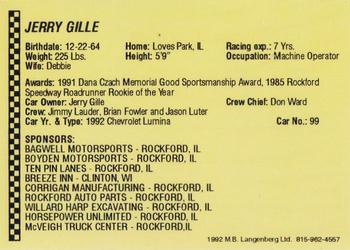 1992 Langenberg Flash Rockford Speedway #NNO Jerry Gille Back