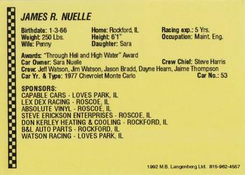 1992 Langenberg Flash Rockford Speedway #NNO James Nuelle Back