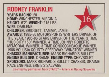 1992 Stars Go Mart #16 Rodney Franklin Back