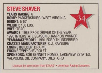 1992 Stars Go Mart #34 Steve Shaver Back