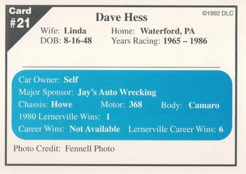 1992 Donny's Lernerville Speedway Part 1 #21 Dave Hess Back