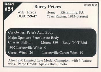 1992 Donny's Lernerville Speedway Part 2 #51 Barry Peters Back