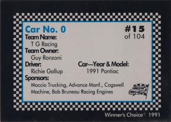 1991 Winner's Choice Modifieds  #15 Richie Gallup's Car Back
