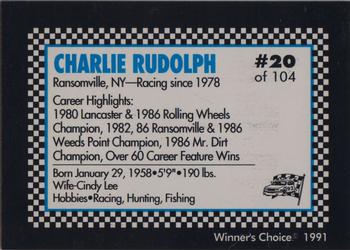1991 Winner's Choice Modifieds  #20 Charlie Rudolph Back