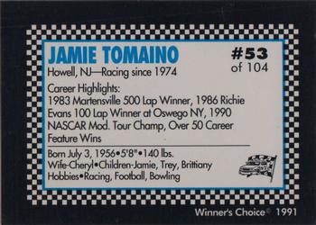1991 Winner's Choice Modifieds  #53 Jamie Tomaino Back