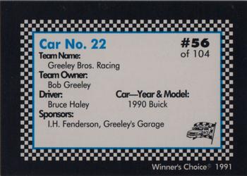 1991 Winner's Choice Modifieds  #56 Bruce Haley's Car Back