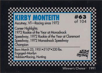1991 Winner's Choice Modifieds  #63 Kirby Monteith Back