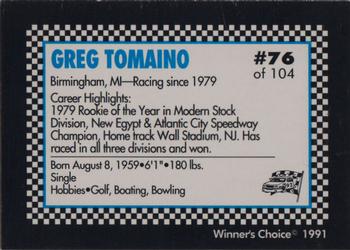 1991 Winner's Choice Modifieds  #76 Greg Tomaino Back