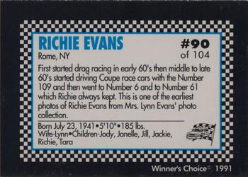1991 Winner's Choice Modifieds  #90 Richie Evans Back