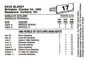 1989 World of Outlaws #17 Dave Blaney Back