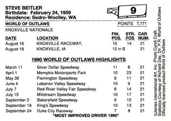 1990 World of Outlaws #9 Steve Beitler Back