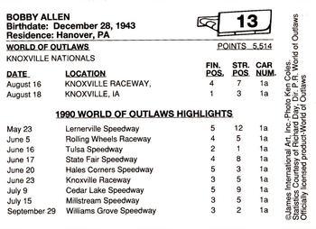 1990 World of Outlaws #13 Bobby Allen Back