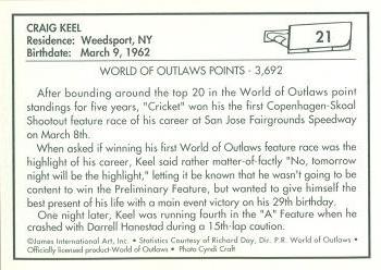 1991 World of Outlaws #21 Craig Keel Back