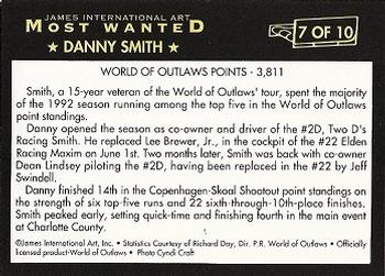 1992 World of Outlaws Most Wanted #7 Danny Smith Back