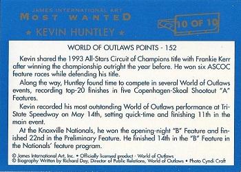 1993 World of Outlaws Most Wanted #10 Kevin Huntley Back