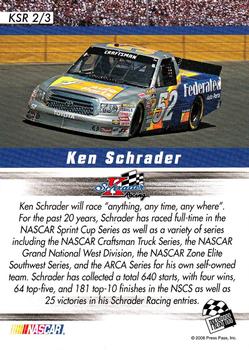 2008 Press Pass Ken Schrader Racing #KSR 2 Ken Schrader Back