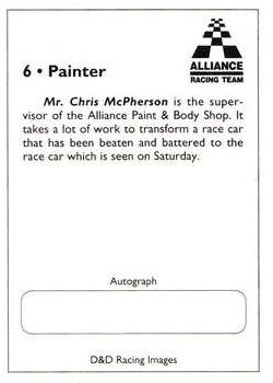 1993 Alliance Racing Team #6 Chris McPherson Back