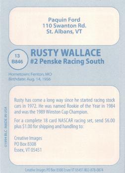 1998 Big League Cards Creative Images #13 B846 Rusty Wallace Back