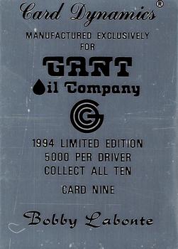 1994 Card Dynamics Gant Oil #9 Bobby Labonte Back