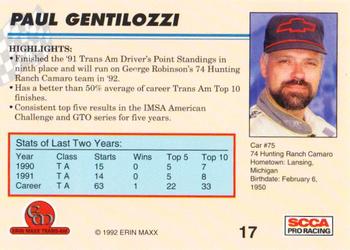 1992 Erin Maxx Trans-Am #17 Paul Gentilozzi's Car Back
