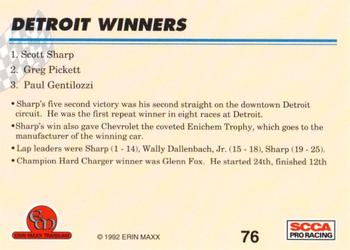 1992 Erin Maxx Trans-Am #76 Detroit Winners Back