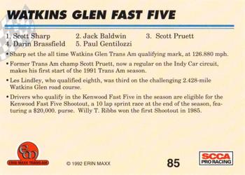 1992 Erin Maxx Trans-Am #85 Watkins Glen Fast Five Back