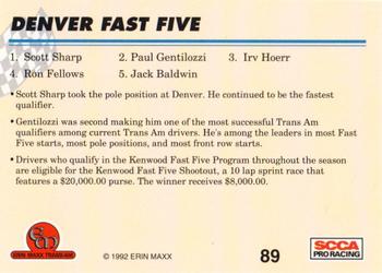 1992 Erin Maxx Trans-Am #89 Denver Fast Five Back