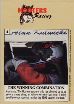 1992 Hooters Alan Kulwicki #4 Alan Kulwicki Back
