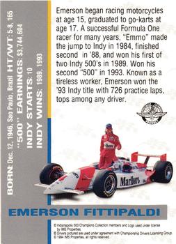 1994 Indianapolis Motor Speedway Indianapolis 500 Champions Collection #NNO Emerson Fittipaldi Back