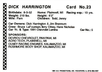 1991 Langenberg Hot Stuff ARTGO Stars #23 Dick Harrington Back