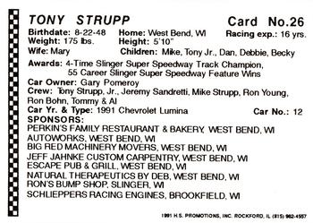 1991 Langenberg Hot Stuff ARTGO Stars #26 Tony Strupp Back