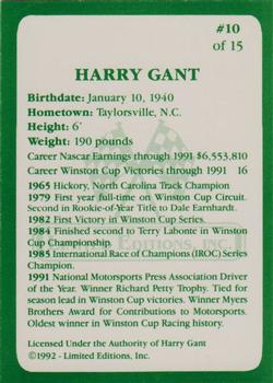 1992 Limited Editions Harry Gant #10 Harry Gant Back