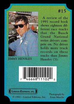 1992 Limited Editions Jimmy Hensley #15 Jimmy Hensley Back