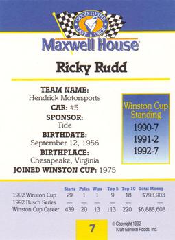 1993 Maxwell House #7 Ricky Rudd Back